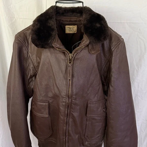 VINTAGE LEATHER G-1 FLIGHT JACKET US NAVY - Picture 2 of 16